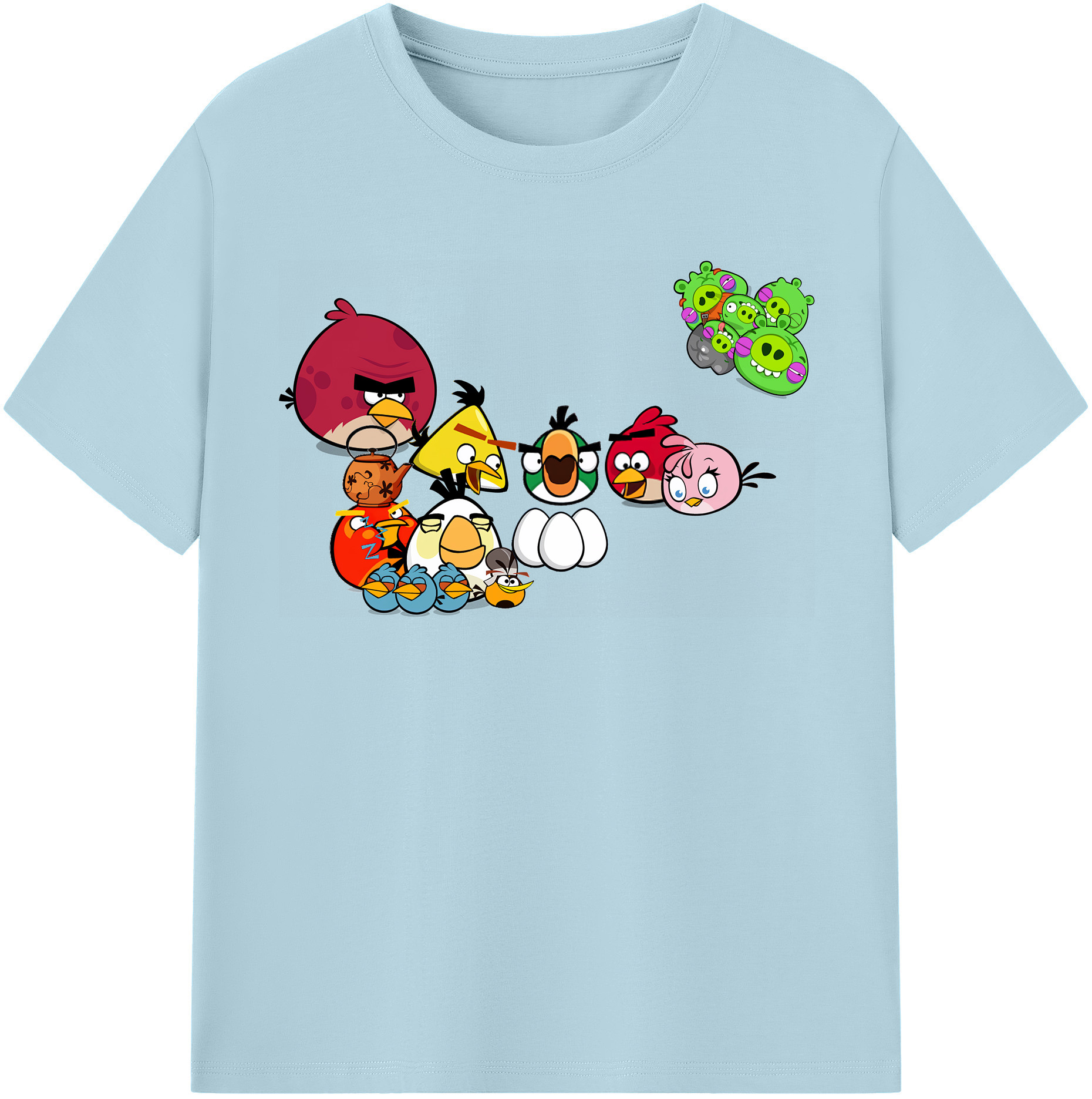 （画像用） Angry Birds アングリーバード 綿100％半袖Tシャツ（フロントプリント）
